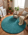 Plush Oasis Collection Area Rug - Serenity (Deep Aqua Blue) Round Deep Aqua Blue  lifestyle 83