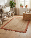 Serenity Braided Jute Collection Area Rug - Seaside Rectangle Natural and Terracotta  lifestyle 33