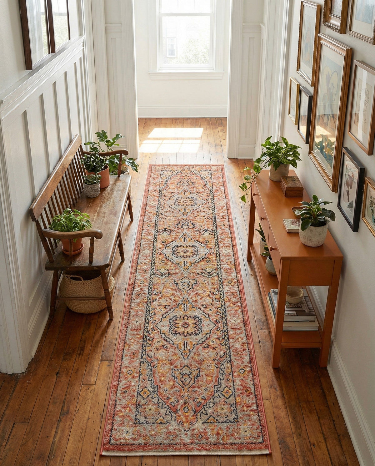 Seville Stripes Collection Area Rug - Cadiz (Brick Red) Runner Brick Red  lifestyle 88
