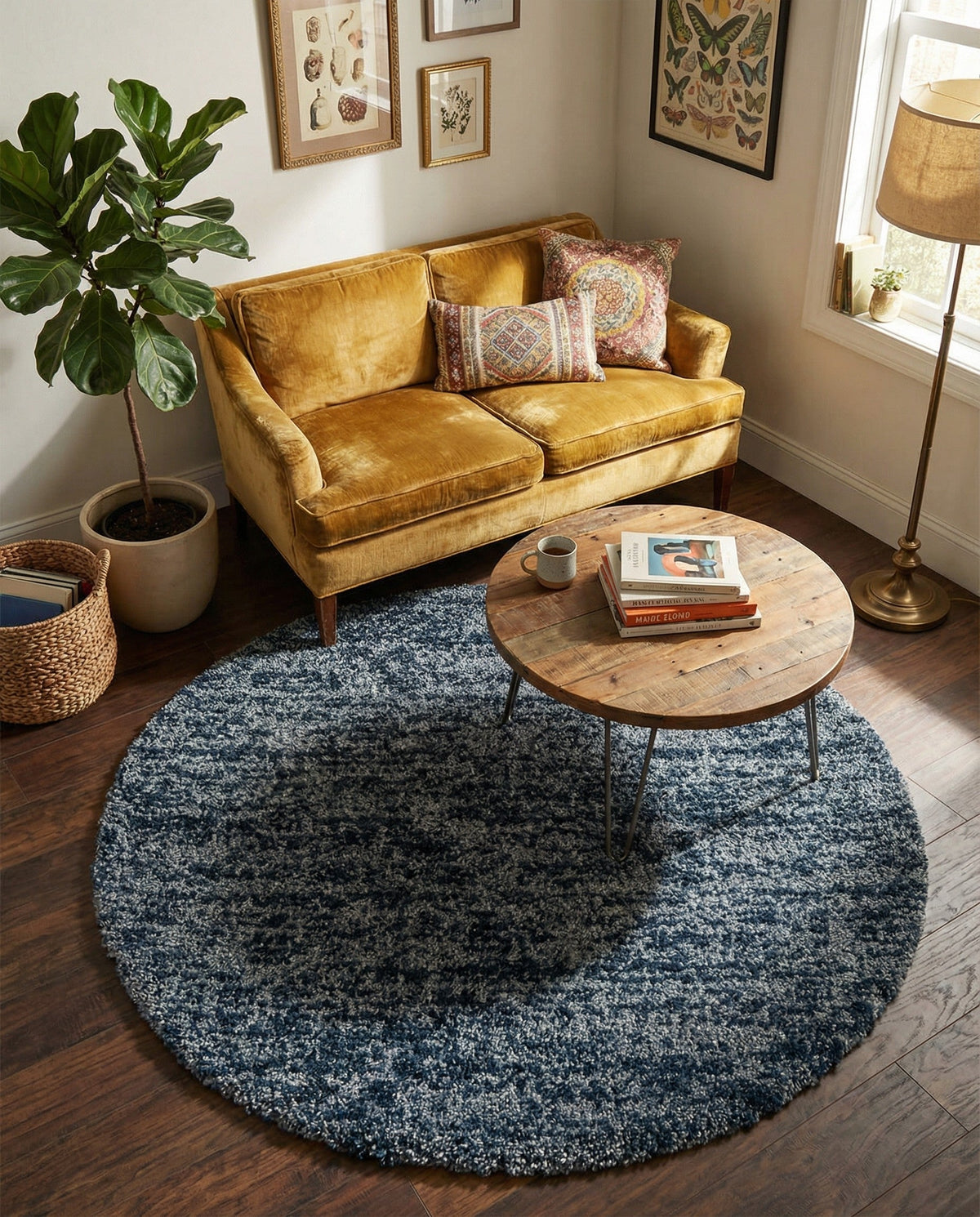 Cozy Cove Shag Collection Area Rug -  Harbor Round Blue  lifestyle 151