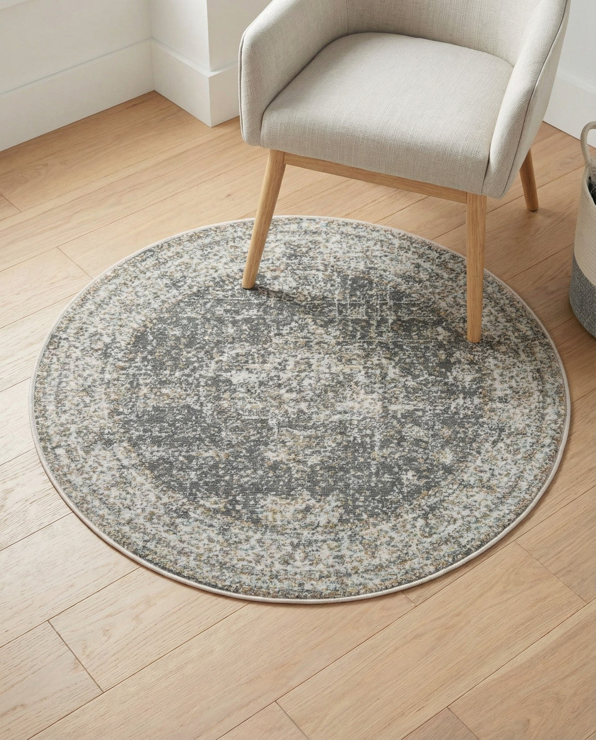 Caribbean Breeze Collection Area Rug -  Utila Round Fume Gray  lifestyle 97