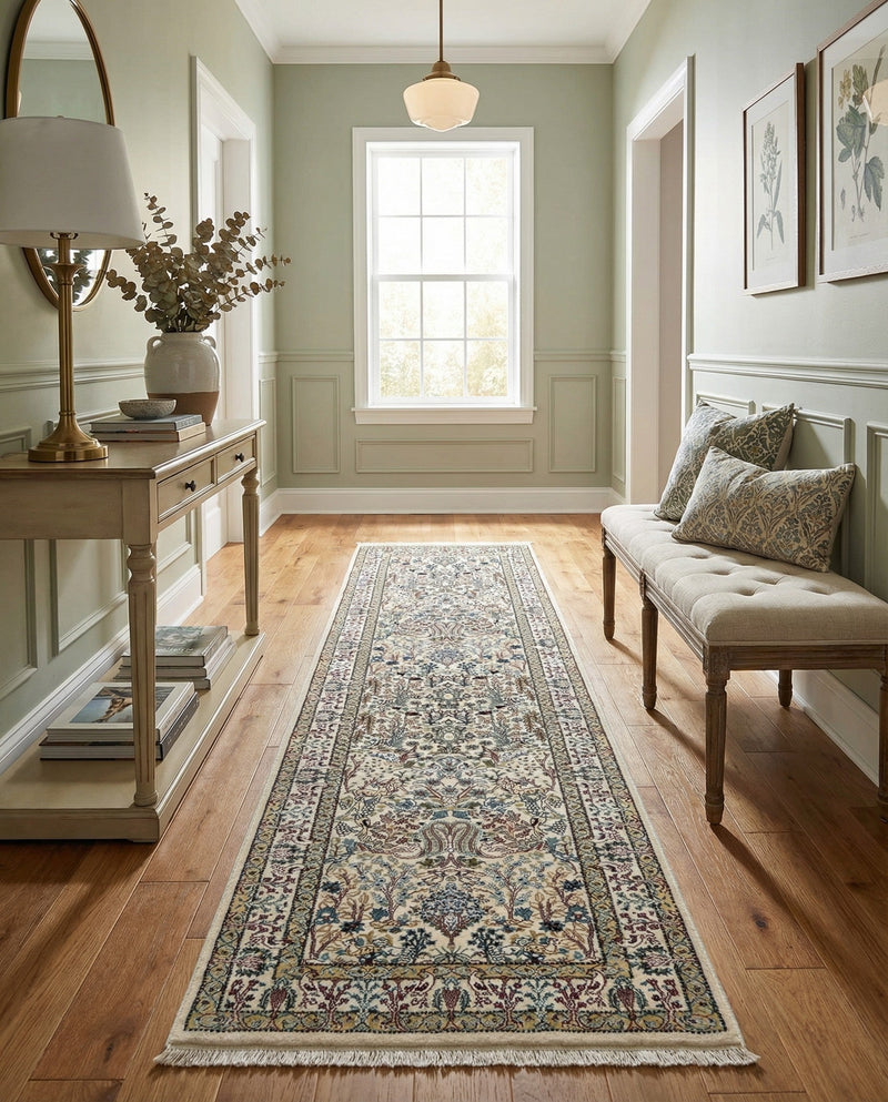 Persian Elegance Collection Area Rug -  Kerman (Ivory) Runner Ivory  lifestyle 35