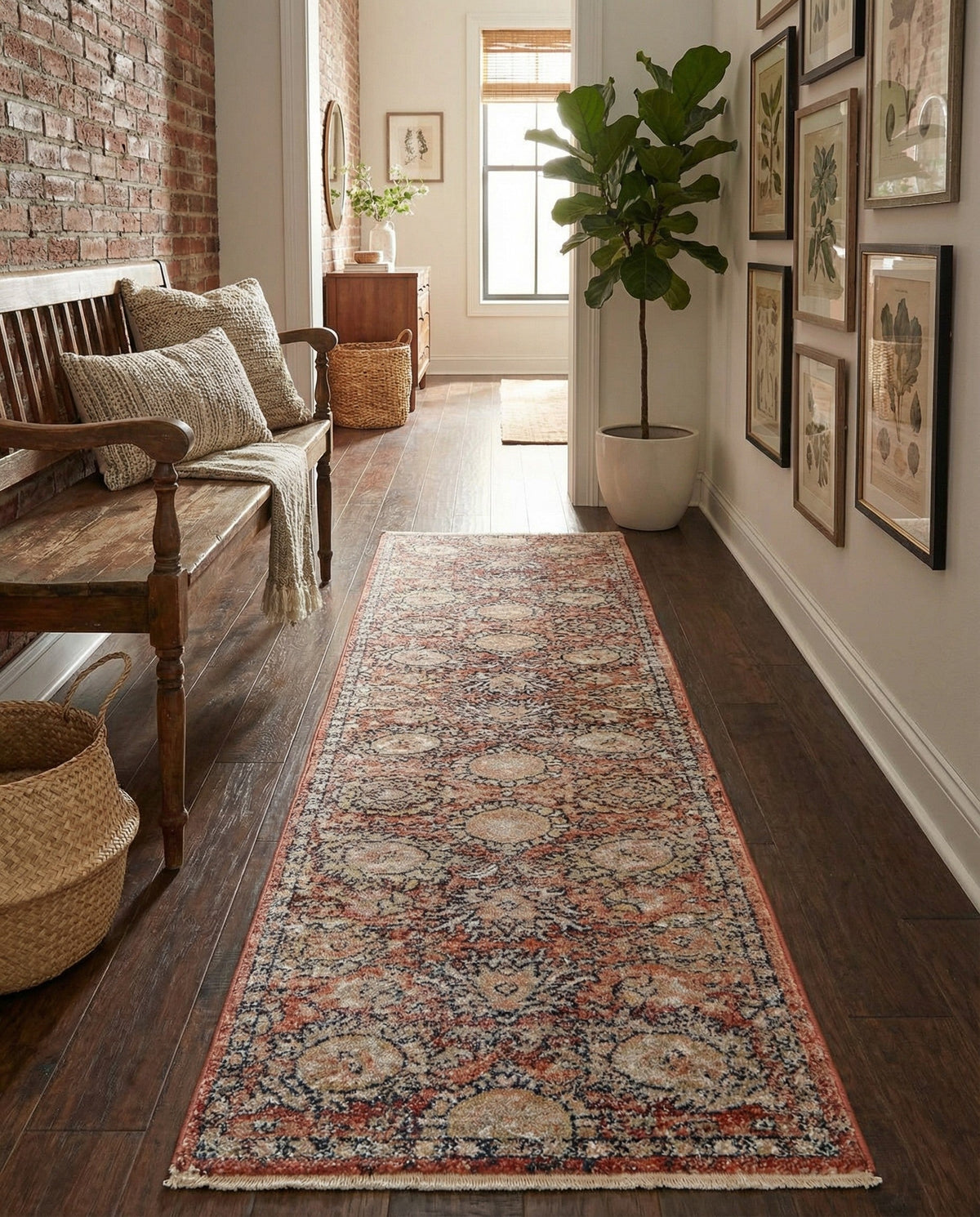 Seville Stripes Collection Area Rug -  Cordoba (Brick Red) Runner Brick Red  lifestyle 72