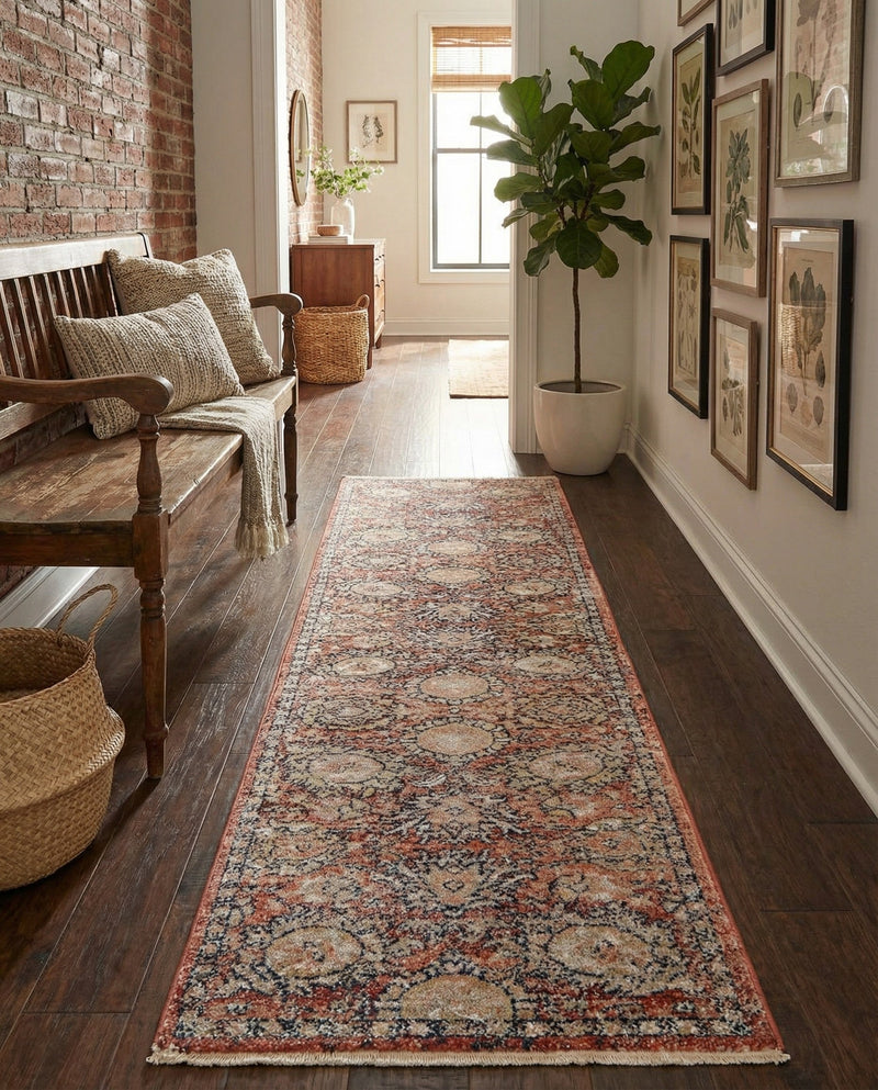 Seville Stripes Collection Area Rug -  Cordoba (Brick Red) Runner Brick Red  lifestyle 72