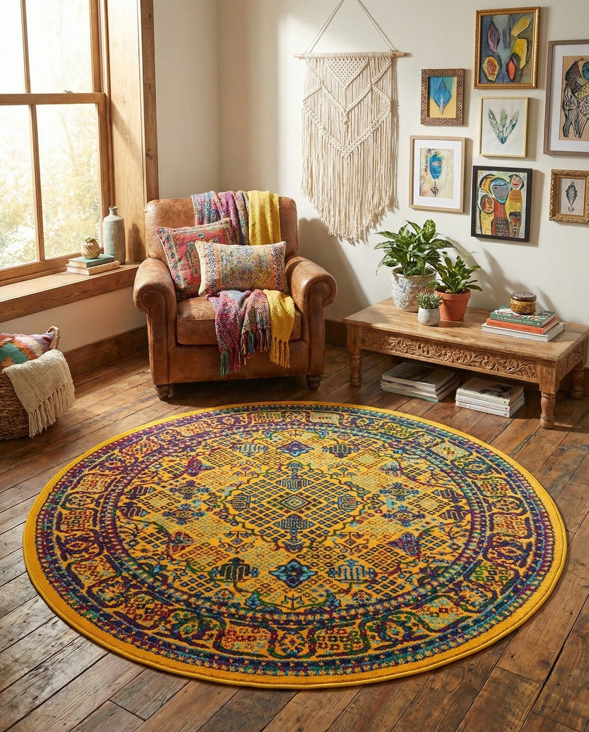 Caribbean Cove Collection Area Rug -  Mustique Round Multi  lifestyle 78
