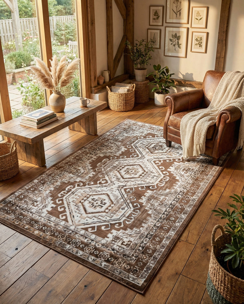 Savannah Elegance Collection Area Rug -  Tybee (Brown) Rectangle Brown  lifestyle 15
