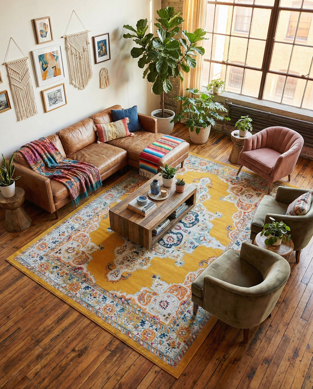 Beverly Grove Collection Area Rug -  Fairfax (Yellow) Rectangle Yellow  lifestyle 8