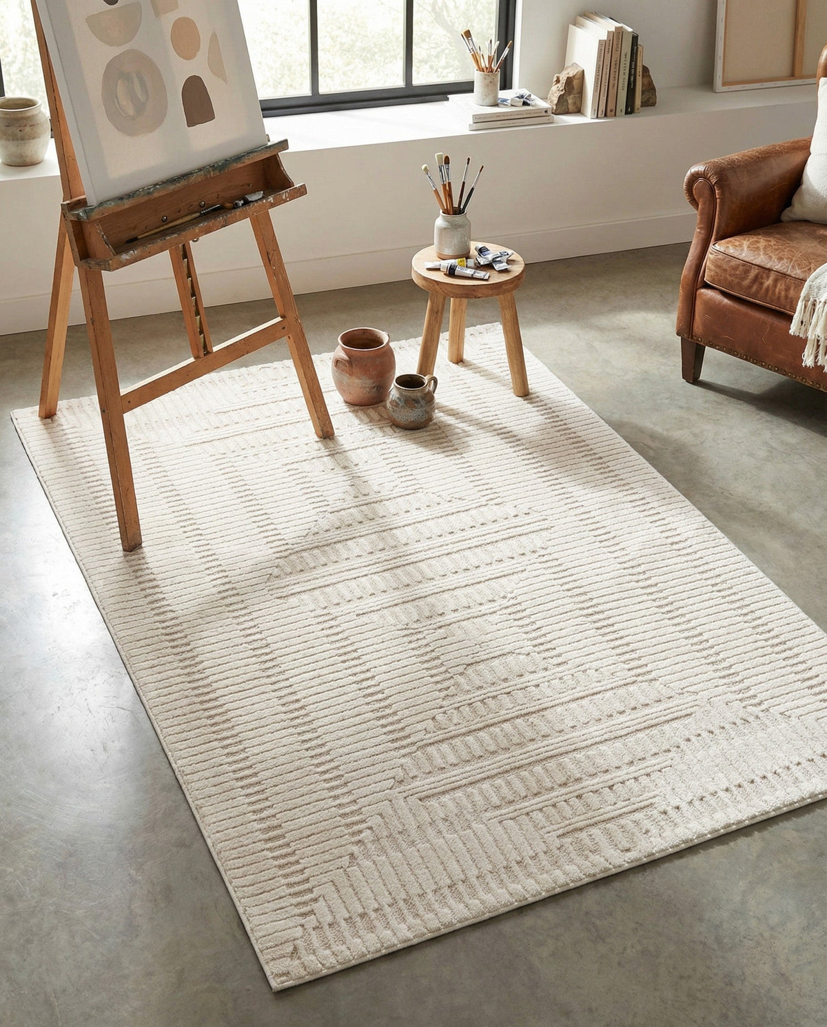 Haven Tapestry Collection Area Rug -  TranquilGlade Rectangle Ivory White  lifestyle 9