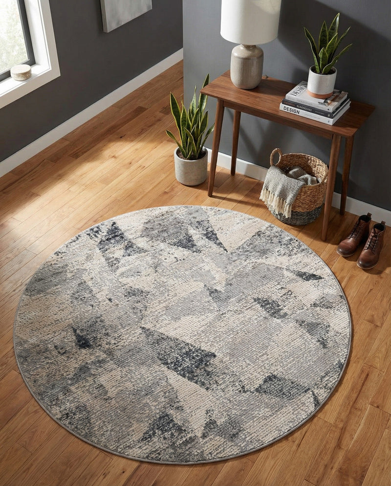 Aegean Elegance Collection Area Rug -  Crete Round Gray  lifestyle 38