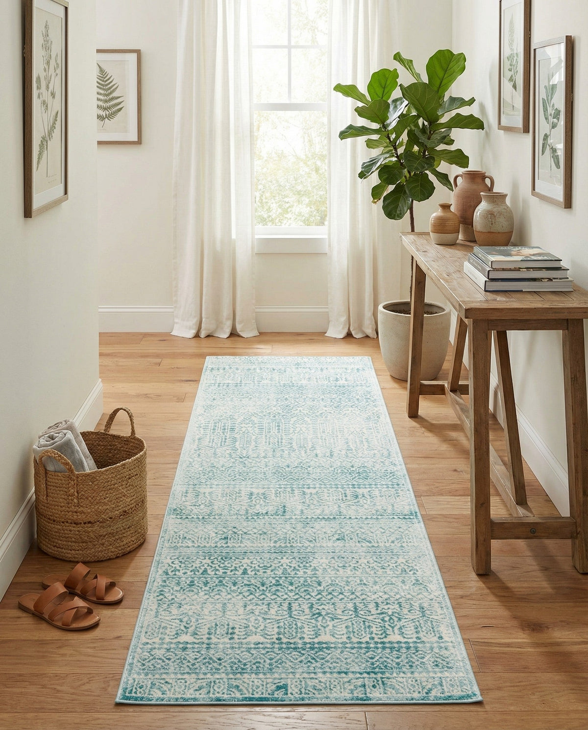 Metro Heights Collection Area Rug -  Chelsea Runner Teal  lifestyle 153