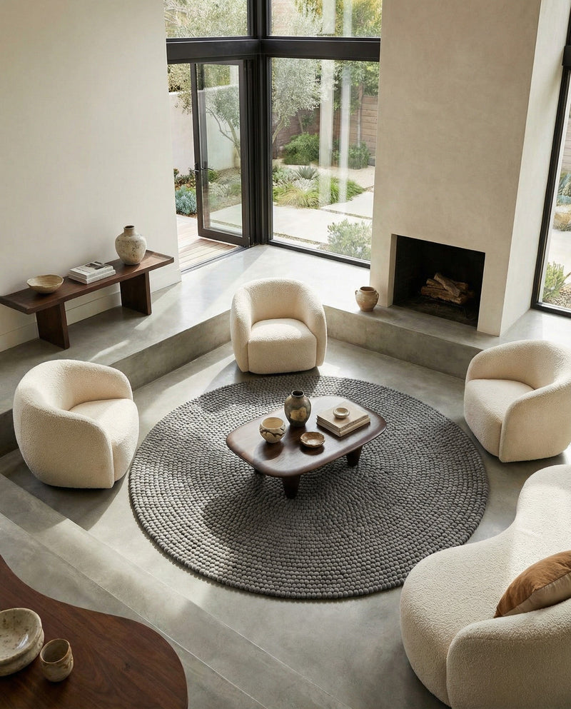 Woolen Sphere Collection Area Rug - Orbsburg (Gray) Round Gray  lifestyle 66