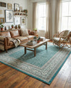 Soho Elegance Collection Area Rug -  Mercer (Turquoise) Rectangle Turquoise  lifestyle 11