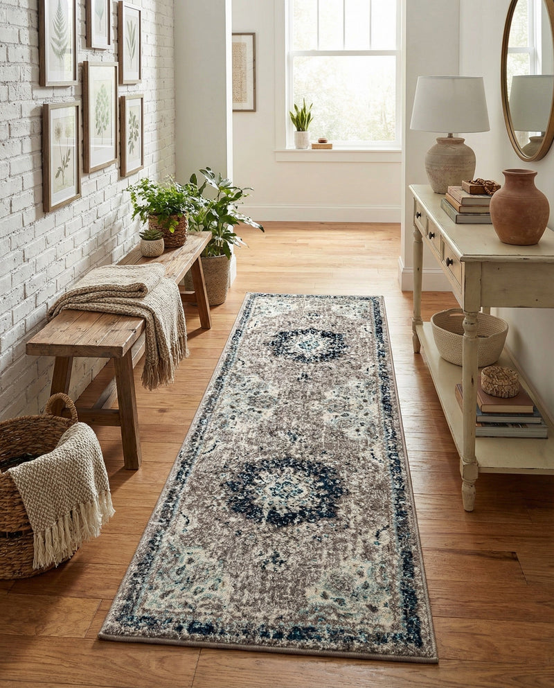 Brighton Terrace Collection Area Rug - Hove (Gray) Runner Gray  lifestyle 57