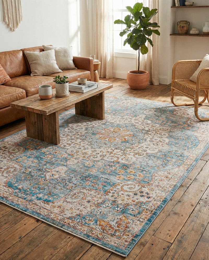 Coastal Haven Collection Area Rug - Seabreeze (Blue) Rectangle Blue  lifestyle 12