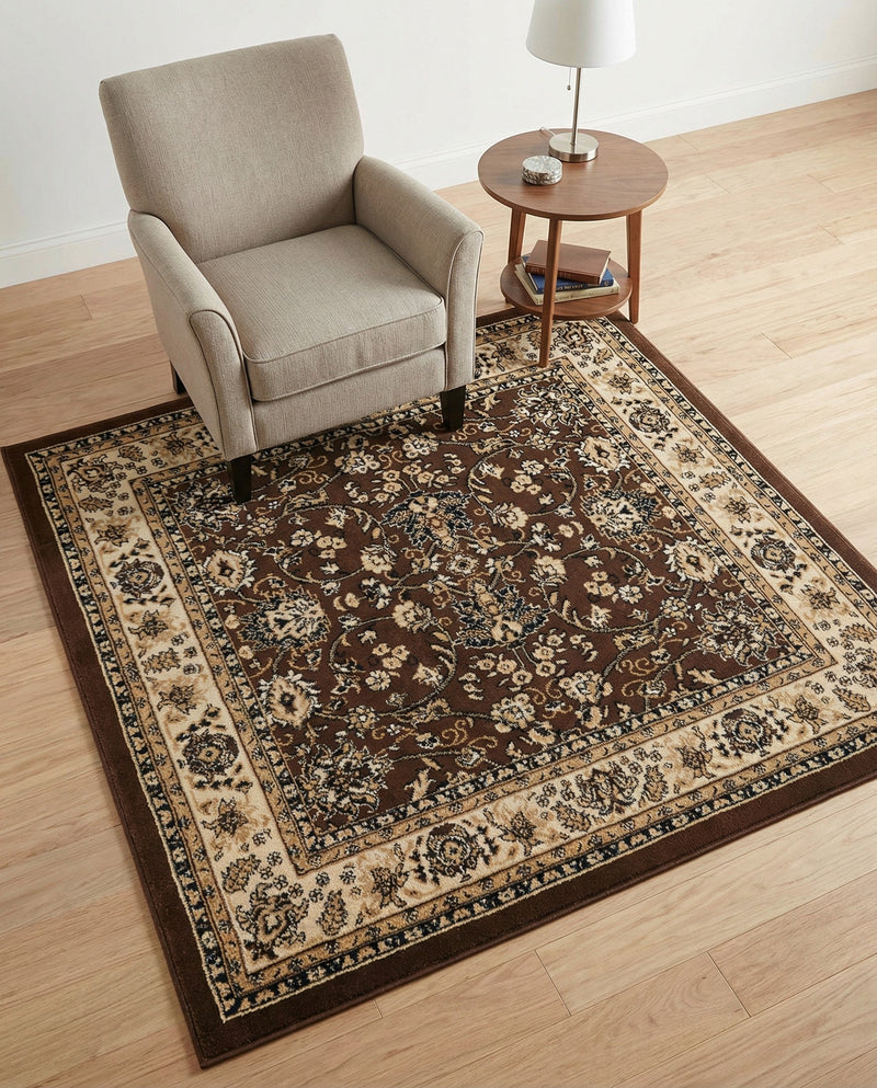 Isfahan Elegance Collection Area Rug - Naghsh-e Jahan (Brown) Square Brown  lifestyle 41