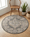 Patio Heritage Collection Area Rug -  Augusta (Charcoal) Round Charcoal  lifestyle 29