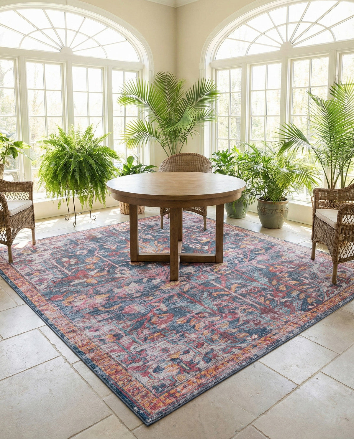 Zahara Oasis Collection Area Rug -  Nador Square Navy Blue  lifestyle 93