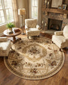 Versailles Elegance Collection Area Rug -  Louveciennes (Cream) Round Cream  lifestyle 84
