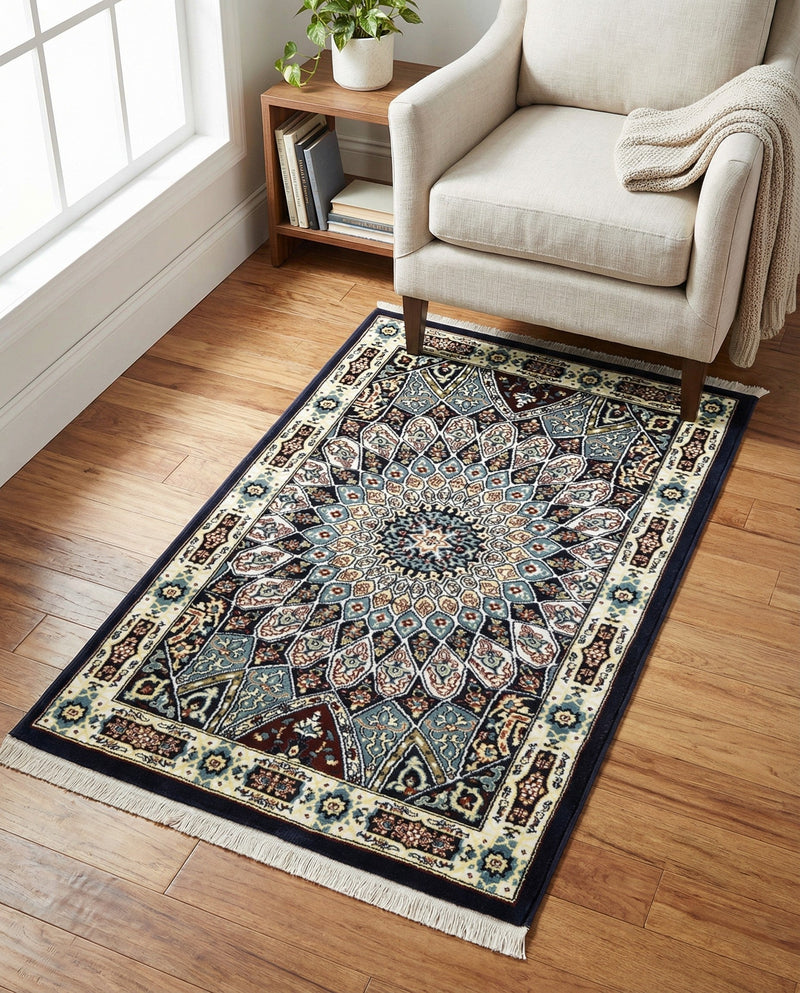 Persian Elegance Collection Area Rug -  Hamedan (Navy Blue) Rectangle Navy Blue  lifestyle 18