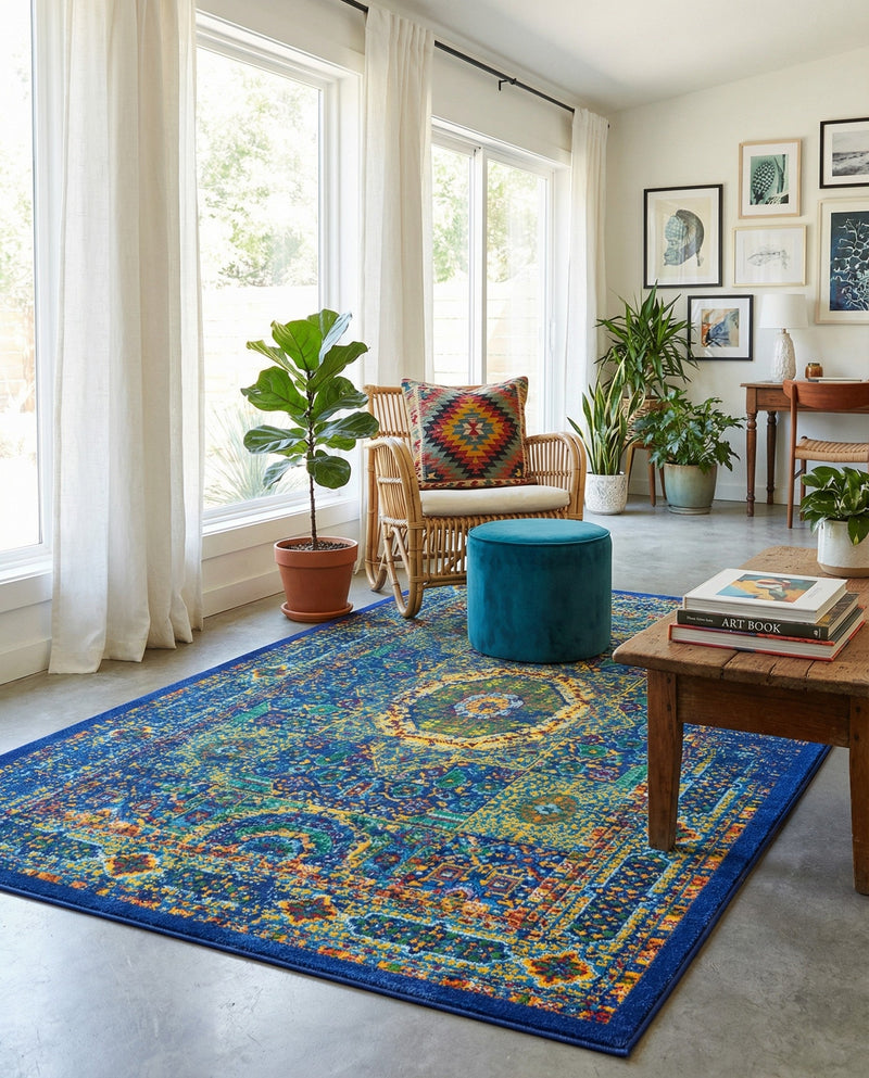 Caribbean Cove Collection Area Rug -  Grenada Rectangle Navy Blue  lifestyle 7