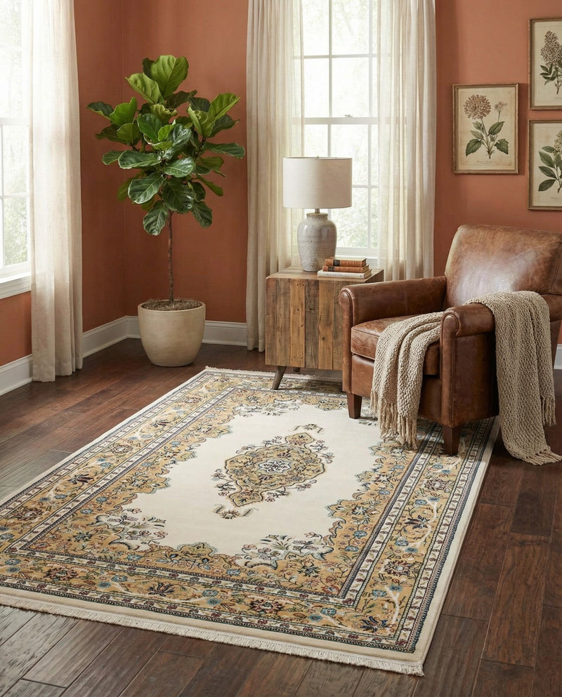 Persian Elegance Collection Area Rug - Isfahan Rectangle Cream  lifestyle 13
