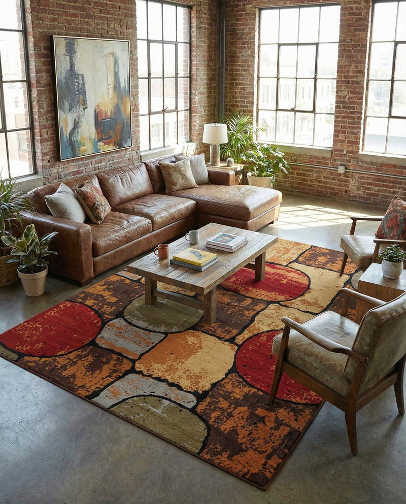 Bistro Lounge Collection Area Rug -  Cappuccino Rectangle Multi  lifestyle 16