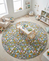 Wonder Tykes Collection Area Rug -  Chromatic Round Multi  lifestyle 51