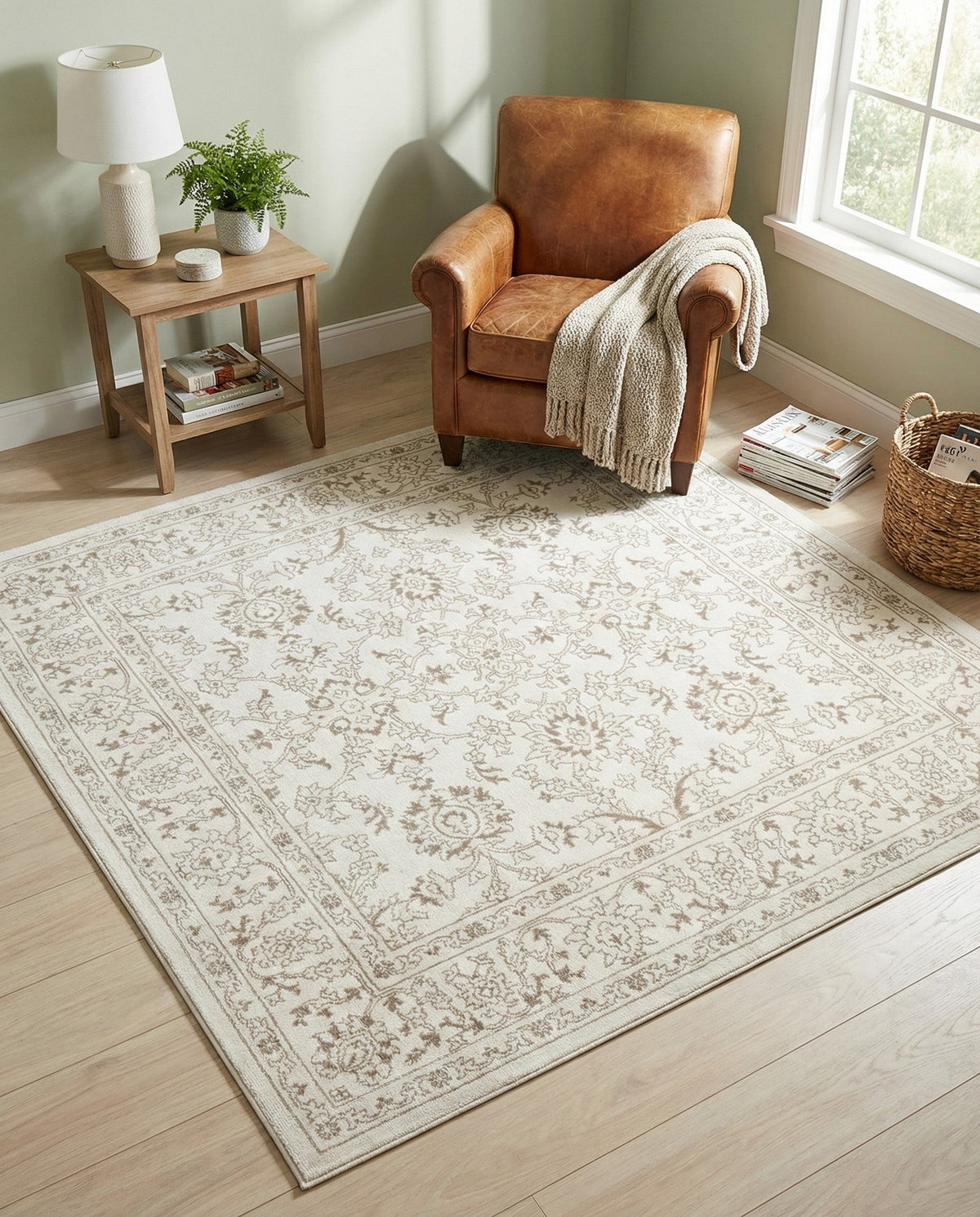 Savannah Elegance Collection Area Rug - Augusta (Ivory) Square Ivory  lifestyle 116