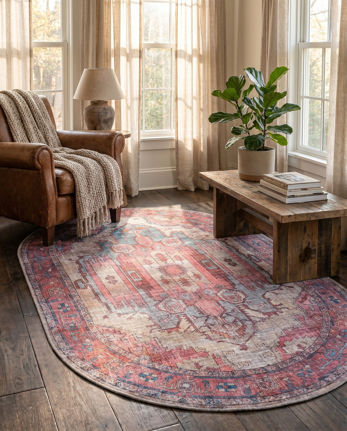 Zahara Oasis Collection Area Rug - Sahara Oval Beige  lifestyle 146