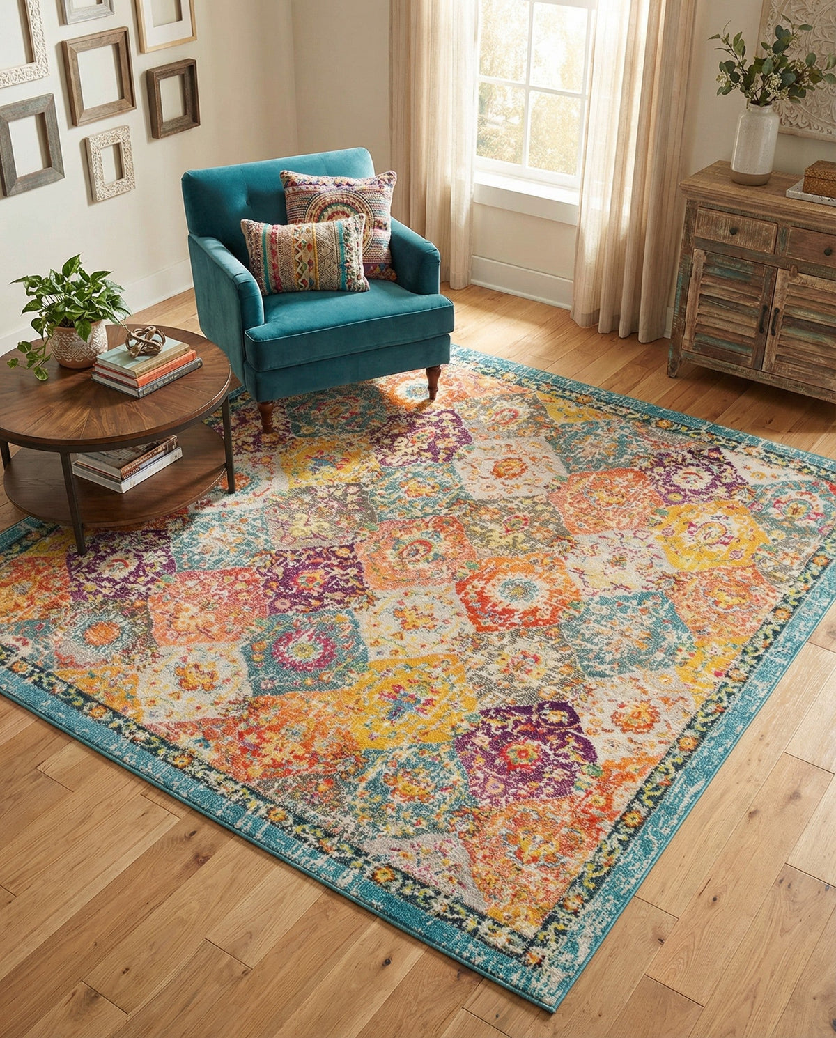 Brighton Terrace Collection Area Rug -  Rottingdean (Multi) Square Multi  lifestyle 102