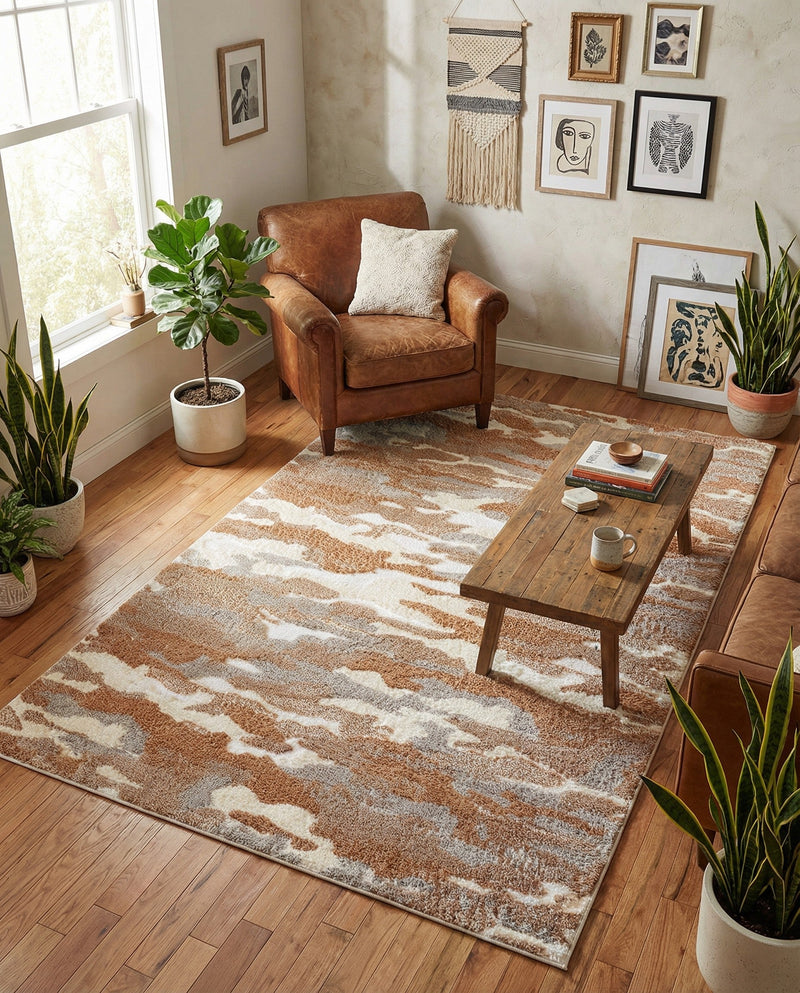 Sienna Collection Area Rug -  Veneto Rectangle Caramel and Ivory  lifestyle 40