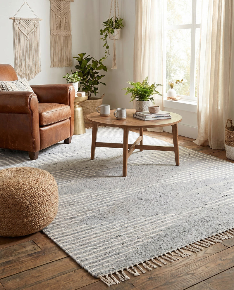 Thar Cotton Collection Area Rug - Jaisalmer (Light Gray) Rectangle Light Gray  lifestyle 14