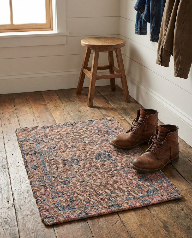 Savannah Threads Collection Area Rug - Tybee Rectangle Peach pink  lifestyle 23