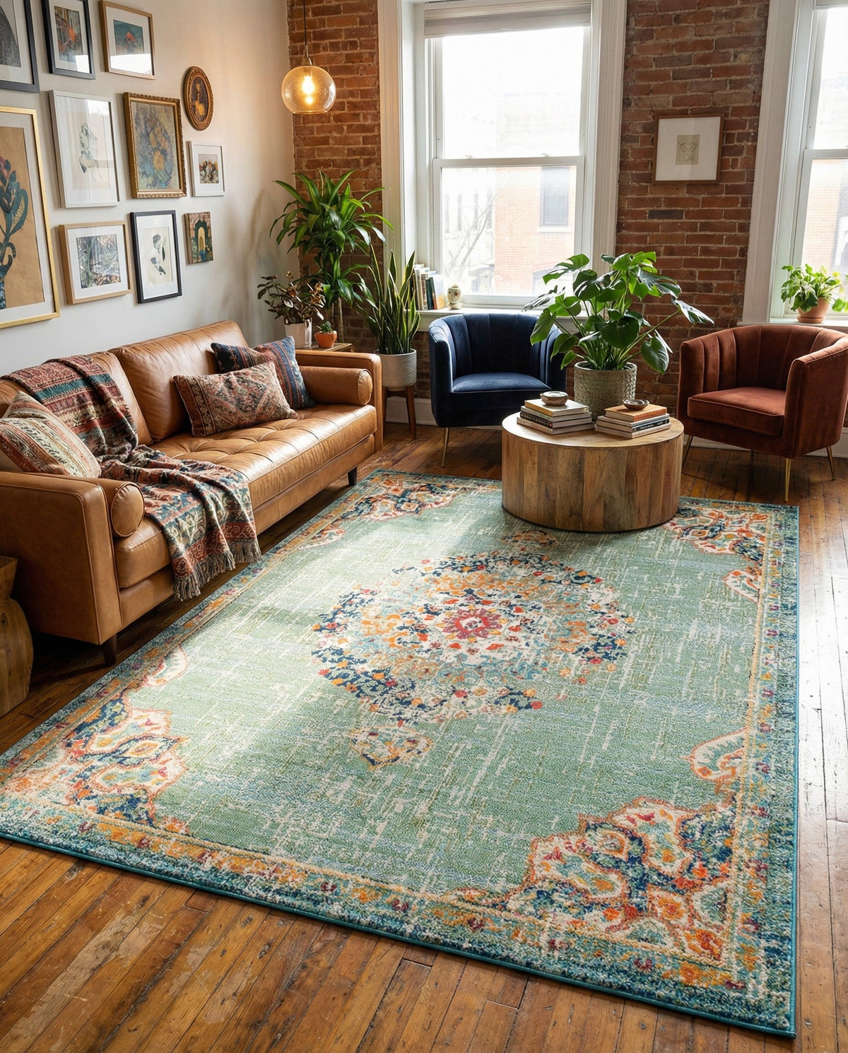 Brighton Terrace Collection Area Rug - Hove (Green) Rectangle Green  lifestyle 25