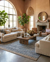 Tulum Trellis Collection Area Rug - Shoreline Rectangle Denim blue  lifestyle 42