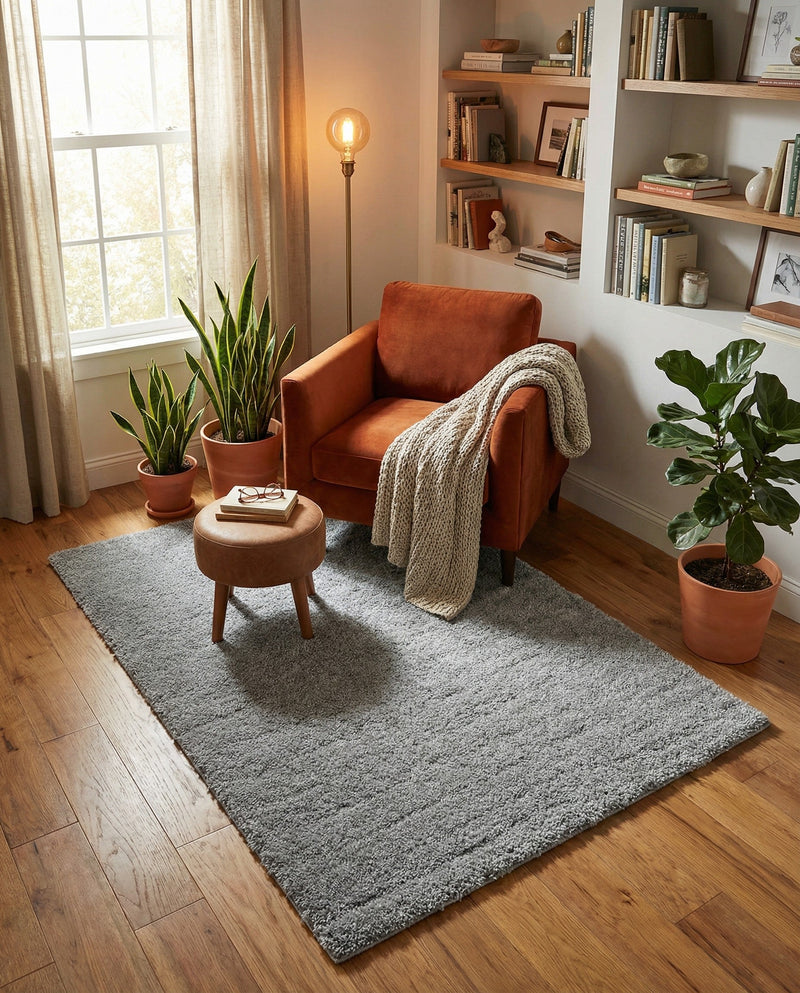 Cozy Comfort Shag Collection Area Rug - Haven (Cloud Gray) Rectangle Cloud Gray  lifestyle 30