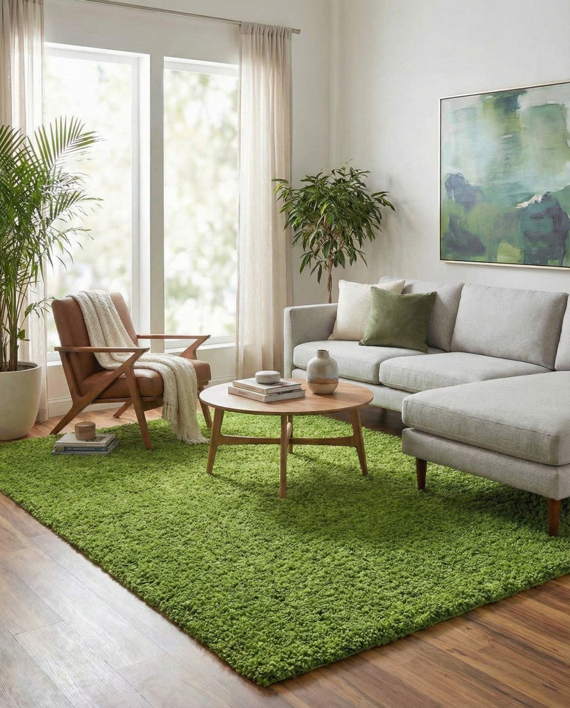 Plush Oasis Collection Area Rug - Serenity (Grass Green) Rectangle Grass Green  lifestyle 32