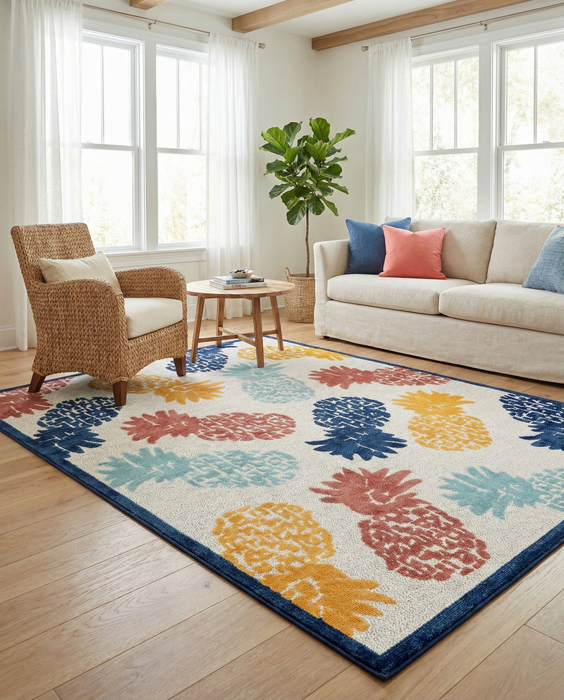 Caribbean Terrace Collection Area Rug -  Nevis Rectangle White  lifestyle 37