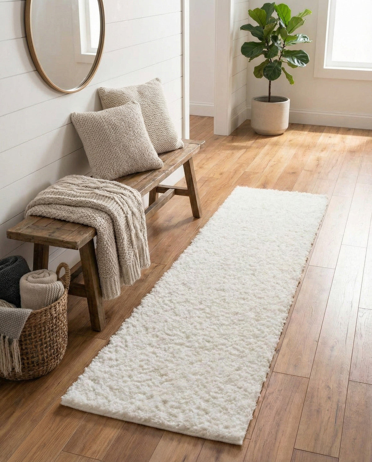 Alpine Plush Collection Area Rug -  Cortina (White) Runner White  lifestyle 93