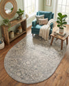 Seville Stripes Collection Area Rug -  Cordoba (Gray) Oval Gray  lifestyle 28