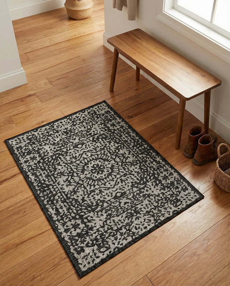 Patio Heritage Collection Area Rug - Savannah (Charcoal Gray) Rectangle Charcoal Gray  lifestyle 26