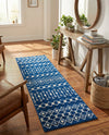 Mediterranean Lattice Collection Area Rug - Santorini (Navy Blue) Runner Navy Blue  lifestyle 48