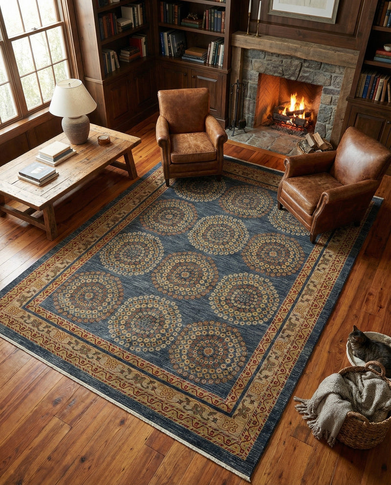 Zagros Oasis Collection Area Rug -  Gilan-e Gharb Rectangle Blue  lifestyle 12