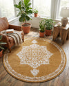 Eden Oasis Collection Area Rug -  Tranquility (Yellow) Round Yellow  lifestyle 55
