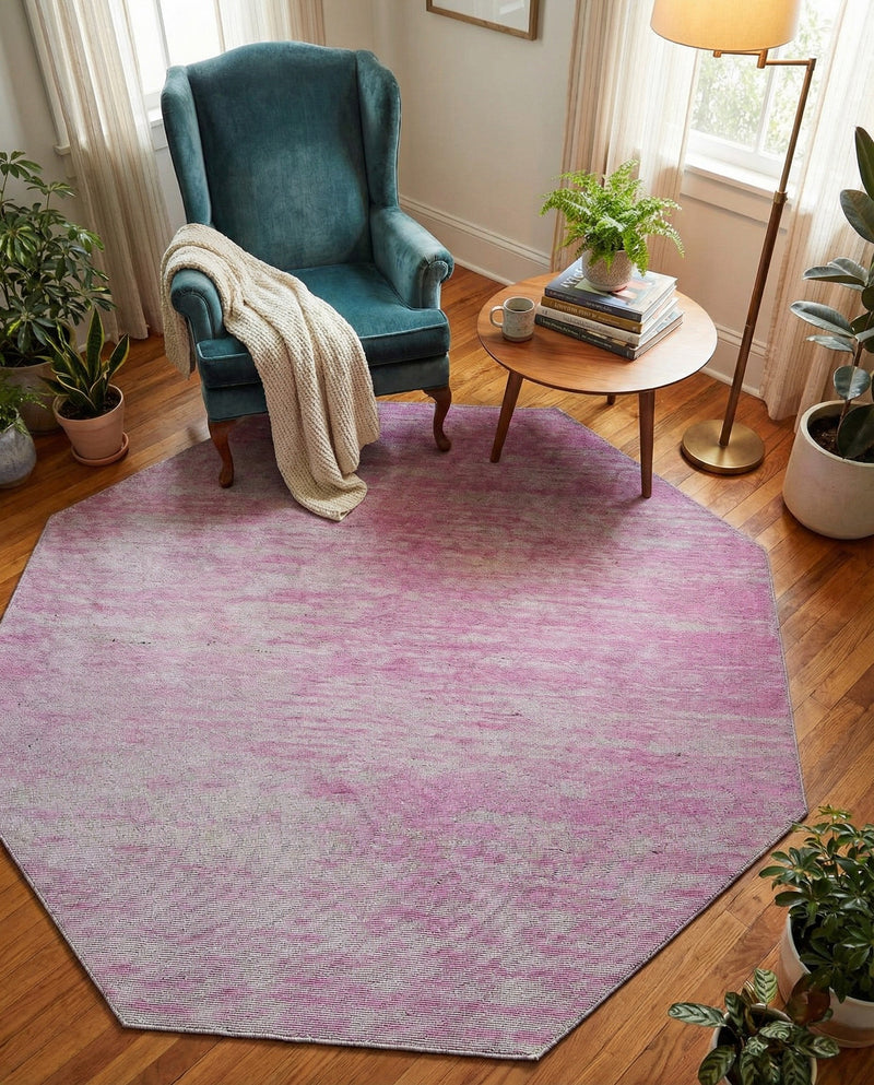 Sahara Essence Collection Area Rug - Oasis (Pink) Octagon Pink  lifestyle 36