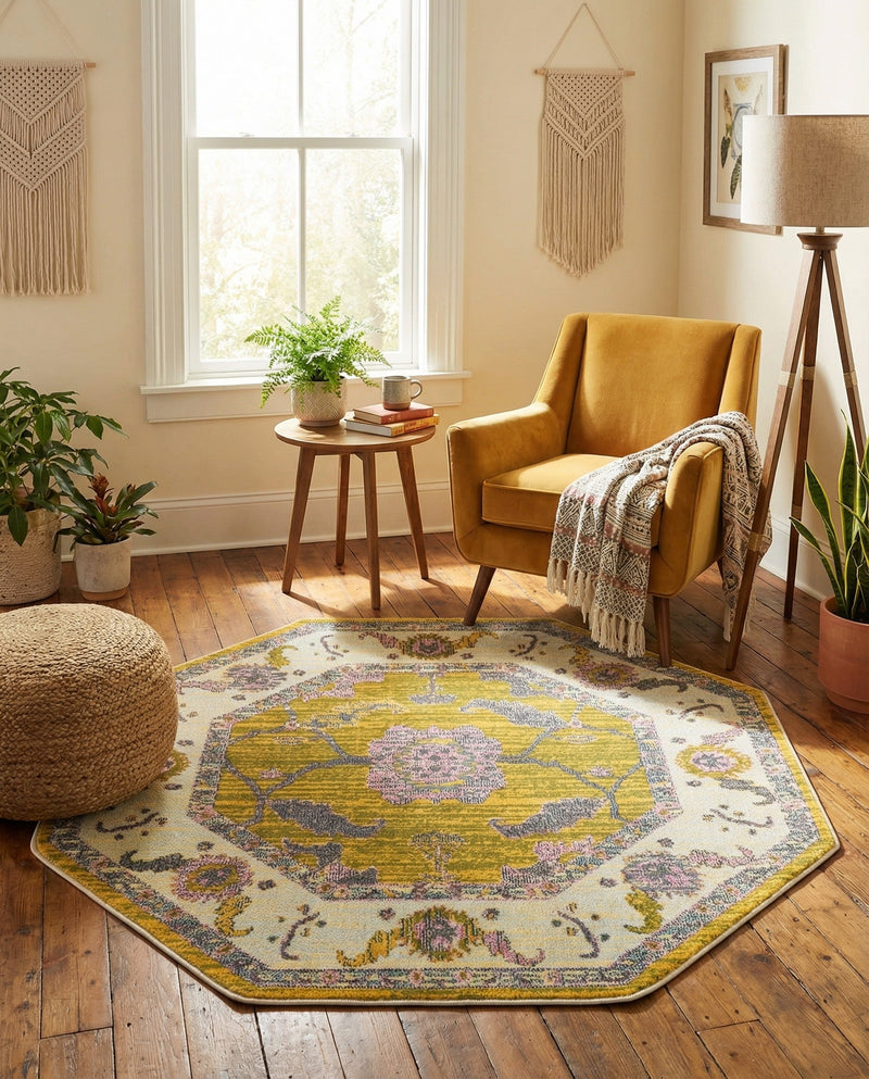 Arcadia Rugs Collection Area Rug - Eden (Green) Octagon Green  lifestyle 58