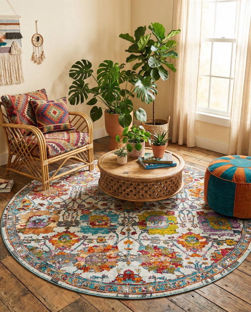 Arcadia Rugs Collection Area Rug -  Elysium Round Multi  lifestyle 32