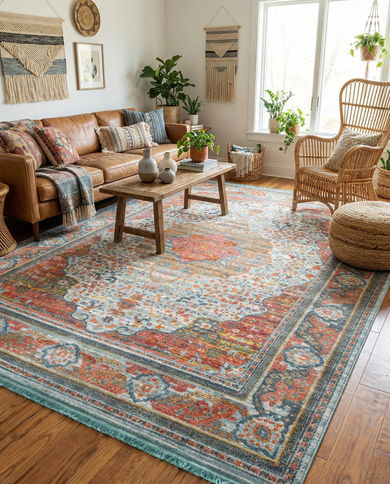 Caribbean Breeze Collection Area Rug -  Floriana Rectangle Light Blue  lifestyle 21