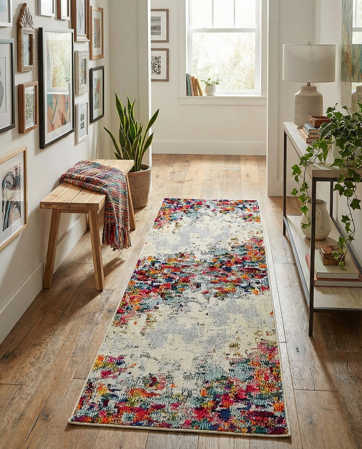 Chromatic Oasis Collection Area Rug -  Blush Runner Multi  lifestyle 133