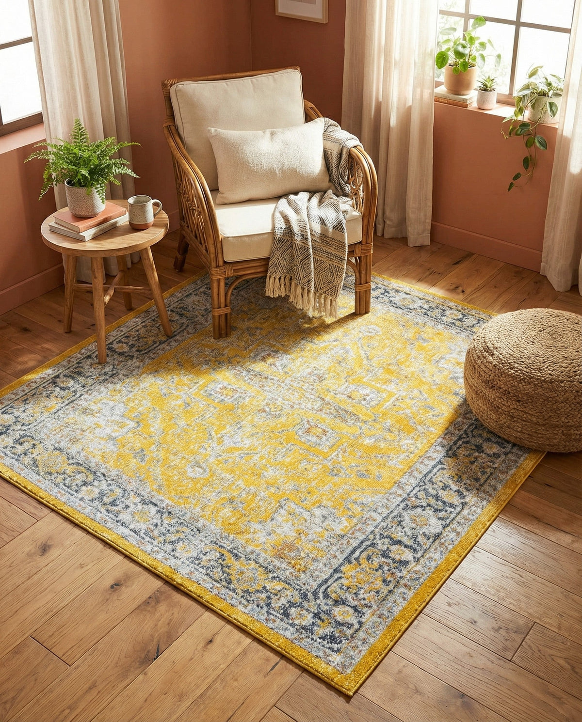 Caribbean Breeze Collection Area Rug -  Andros Square Yellow  lifestyle 139